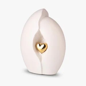 White / Gold Embrace Heart Urn